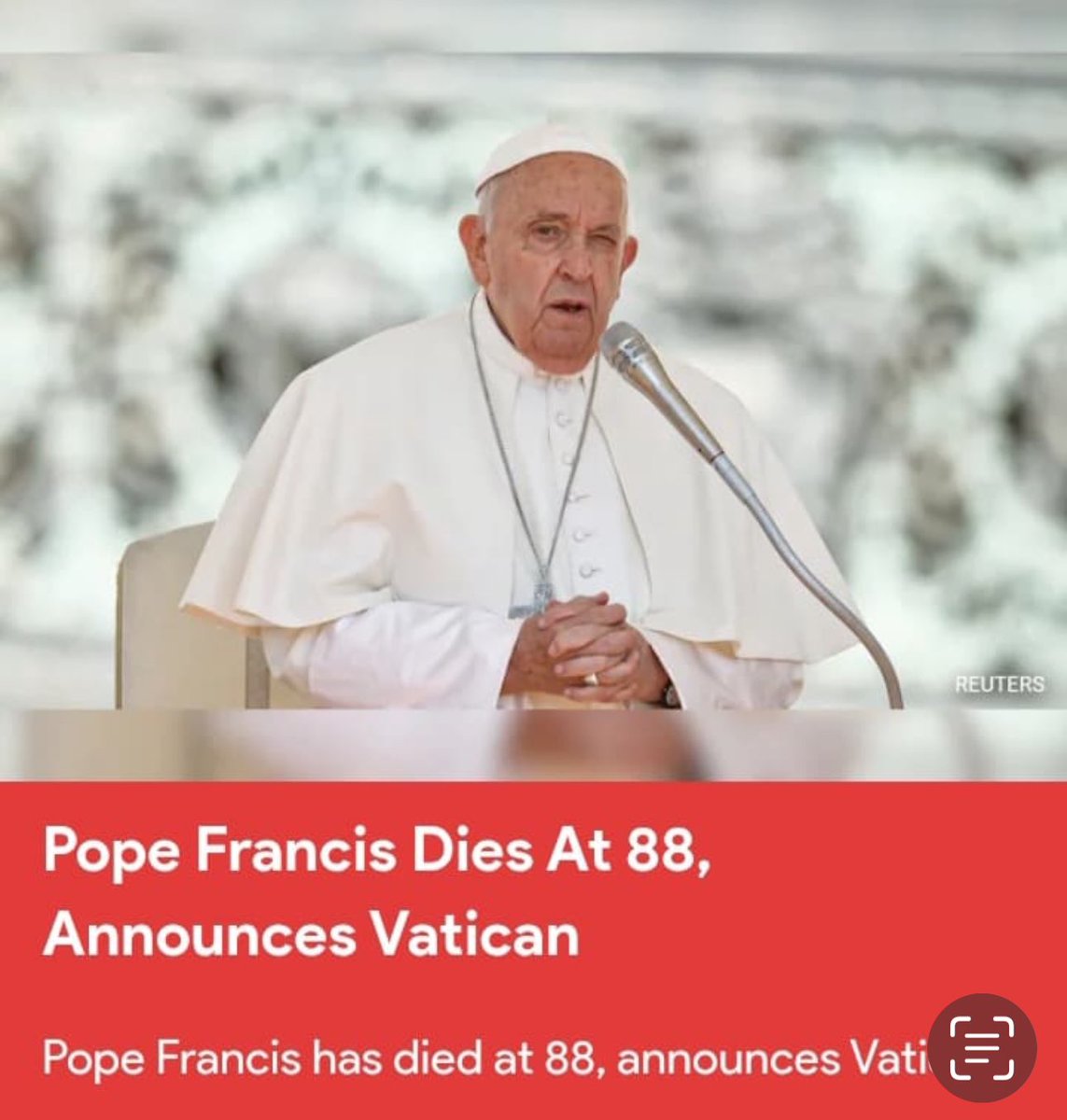 Sad news of the demise of the Pope -May He rest in peace