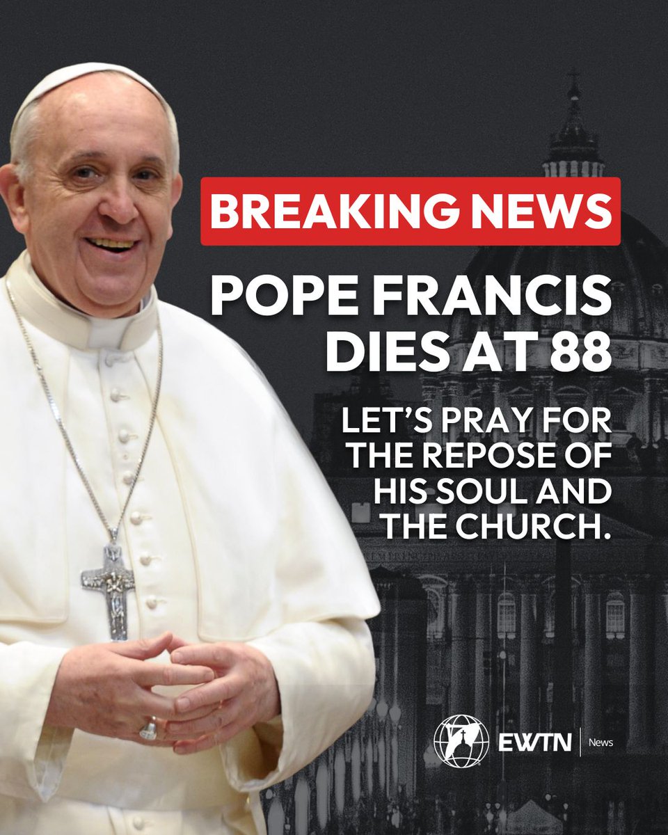 BREAKING: Pope Francis passed away this morning, April 21, at the Vatican. The 88-year-old pontiff taught us to live the values of the Gospel with courage and universal love, especially in favor of the poorest and marginalized.