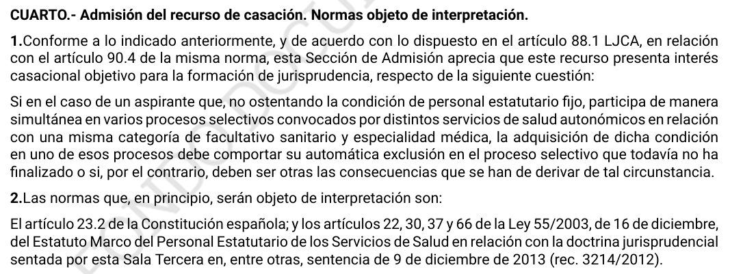 humanizasanidad's tweet image. ⚖️ATS de 04/12/2024, RCA 8310/2023. Id Cendoj:28079130012024202679. Si participas en varios #procesos de #selección convocados por distintos #serviciosdesalud en una misma #categoría y adquieres la condición de #fijo en uno de ellos, ¿procede #exclusión automática del resto?