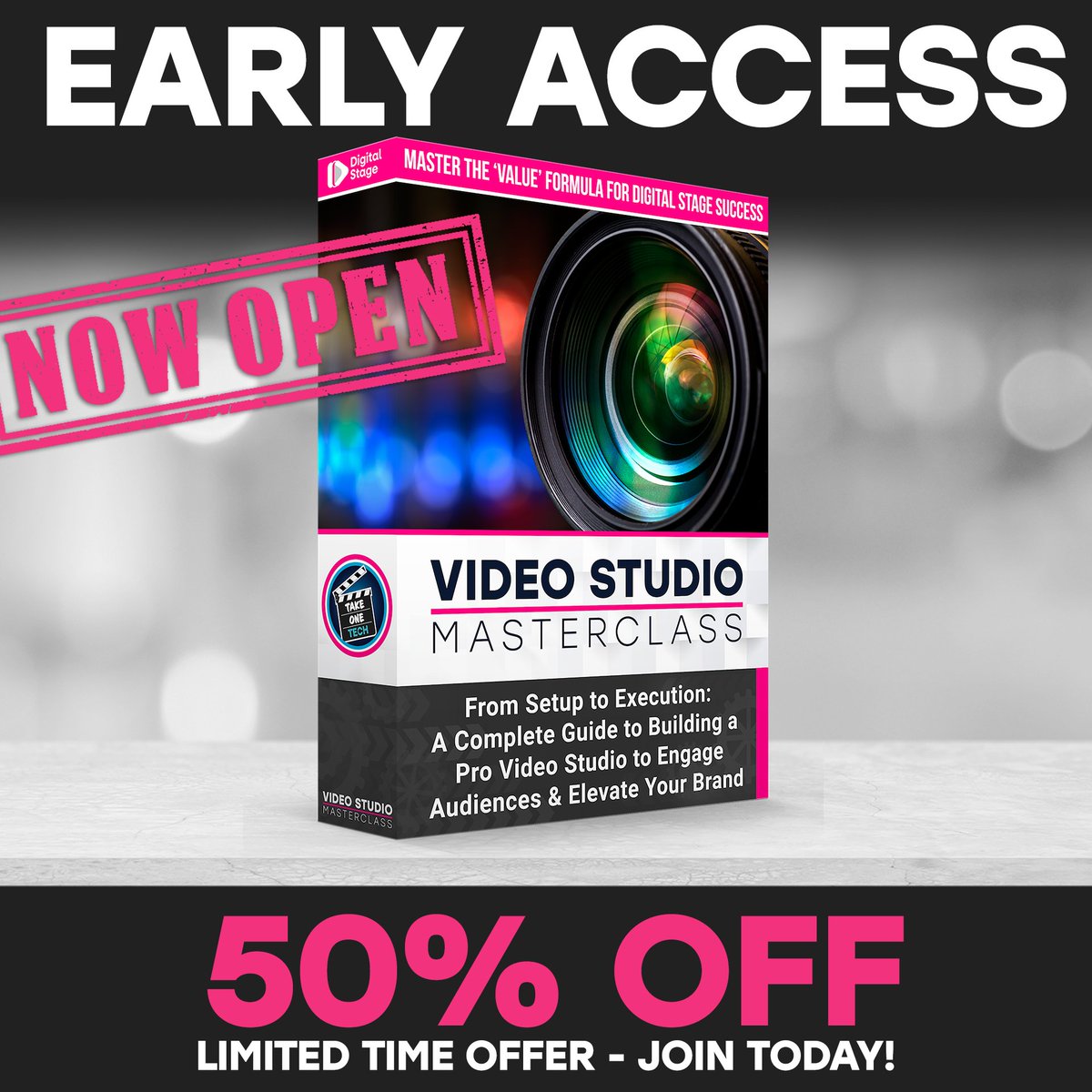 🚨 It’s LIVE! 🚨
The Video Studio Masterclass is now open—early access is 50% off! 🎥

Build a pro-level setup that actually matches the value you bring.

 takeonetech.io/studio-masterc…

#ContentCreation #VideoStudio #VideoMarketing #OnCameraConfidence