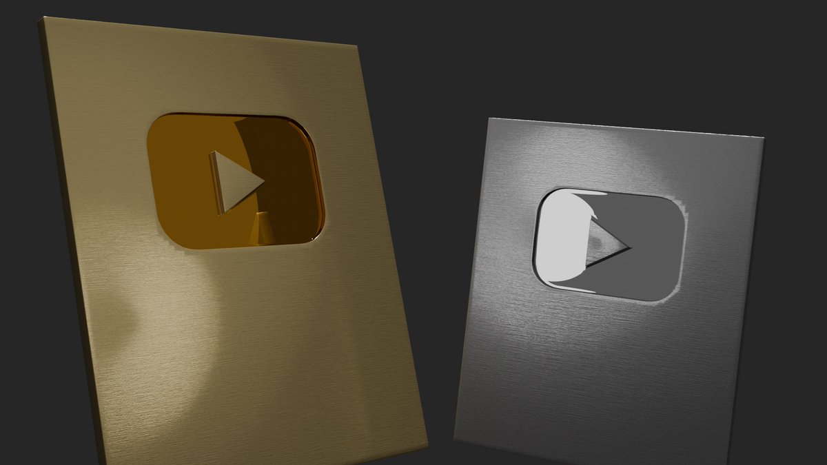 TyPno3D's tweet photo. 今週のCGは「YouTube Creator Awards」
金の盾と銀の盾を作ってみました！
金属質の表現とライトの強さのバランスが絶妙に難しかった…
映えるライティングの仕方勉強します！
いつか実物見てみたい…

#blender #b3d #3DCG https://t.co/IY81HxYHCh