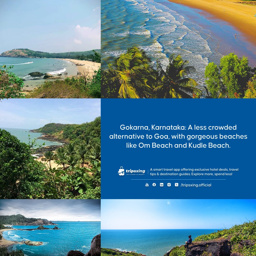 tripsxing_'s tweet photo. Escape the crowds and embrace the serenity of Gokarna’s untouched beaches. 🏝️ Whether it's the tranquil Om Beach or the picturesque Kudle Beach, there’s no better place to reconnect with nature and soak in some peace. 🌿🌊

#Tripsxing #GokarnaBeaches #OffTheBeatenPath #HiddenGem https://t.co/4l8IGc7QxX