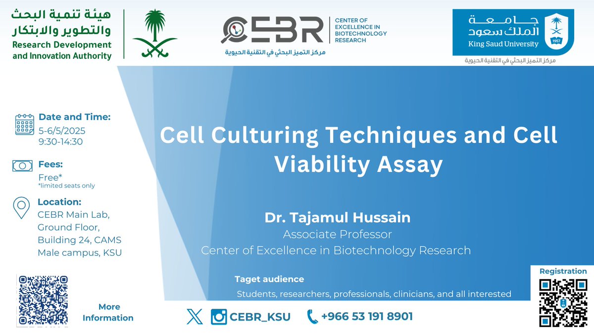 🧫 Master Cell Culturing &amp; Viability Assays! 🔬
Level up your lab skills with hands-on training in essential cell culturing techniques and cell viability assays
📢 Limited seats – Register now!
forms.gle/ig3bNiR42dV8hw…
#cebr #cellculturetechniques