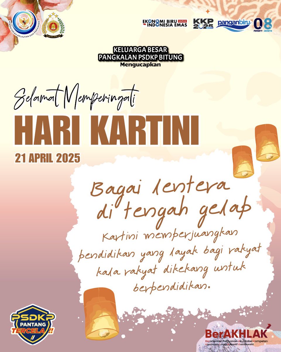 PANGKALAN BITUNG (@lanpsdkpbitung) on Twitter photo Selamat Memperingati Hari Kartini #SahabatBahari,
Habis Gelap Terbitlah Terang, Perempuan Hebat Lahir dari Keberanian Melawan Ketidakadilan. 
Mari lanjutkan perjuangan Kartini, menjadikan setiap perempuan bebas bermimpi dan berpendidikan✨ Selamat Memperingati Hari Kartini #SahabatBahari,
Habis Gelap Terbitlah Terang, Perempuan Hebat Lahir dari Keberanian Melawan Ketidakadilan. 
Mari lanjutkan perjuangan Kartini, menjadikan setiap perempuan bebas bermimpi dan berpendidikan✨