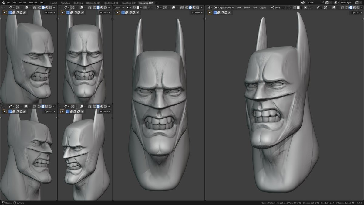 Batman 🦇 - Speedsculpt n.003

#batman #dccomics #superhero #b3d #art #digitalart #3dmodeling #sculpture