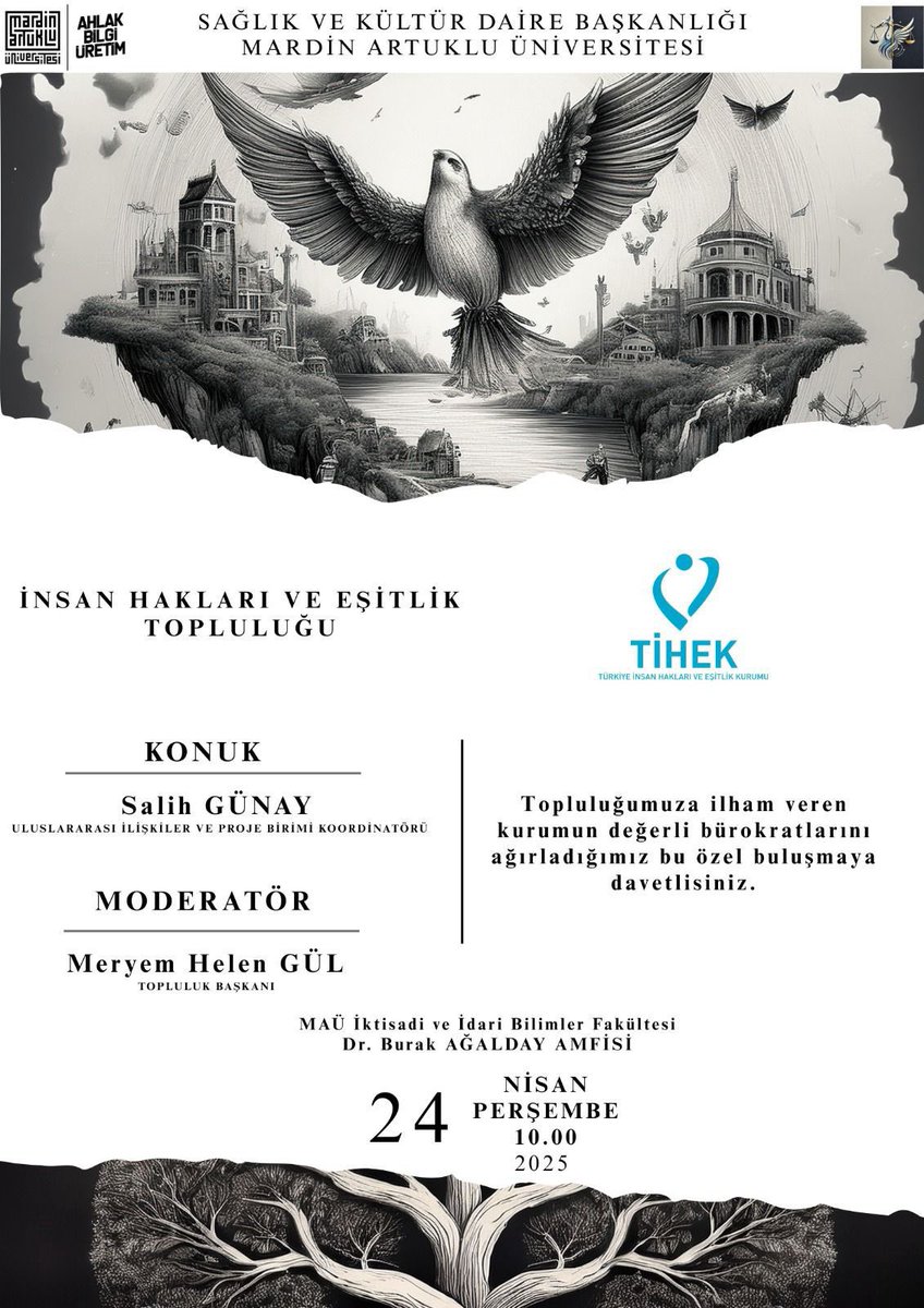 MAÜ İİBF (@mau_iibf) on Twitter photo Fakültemiz İnsan Hakları ve Eşitlik Topluluğu, TİHEK’in bürokratlarını ağırlıyor.
Tarih: 24 Nisan 2025 Saat: 10:00
Yer: Dr. Burak Ağalday Amfi
Tüm öğrencilerimizin, akademik ve idari personelimizin katılımına açıktır.
👇👇
artuklu.edu.tr/tr/iktisadi-ve…
<a href="/ylmazdemirhan/">Yılmaz Demirhan</a>
<a href="/SbuiArtuklu/">MAÜ Siyaset Bilimi ve Uluslararası İlişkiler</a> Fakültemiz İnsan Hakları ve Eşitlik Topluluğu, TİHEK’in bürokratlarını ağırlıyor.
Tarih: 24 Nisan 2025 Saat: 10:00
Yer: Dr. Burak Ağalday Amfi
Tüm öğrencilerimizin, akademik ve idari personelimizin katılımına açıktır.
👇👇
artuklu.edu.tr/tr/iktisadi-ve…
<a href="/ylmazdemirhan/">Yılmaz Demirhan</a>
<a href="/SbuiArtuklu/">MAÜ Siyaset Bilimi ve Uluslararası İlişkiler</a>