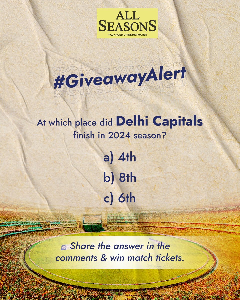 #GiveawayAlert

All Delhi fans, here's your chance to win exclusive prizes.

Note: Open to Indian residents only. Winner will be chosen at random and notified via DM. For terms &amp; conditions, check the bio.
Hurry, participate now!

#ManOfAllSeasons #AllSeasons #MatchTickets