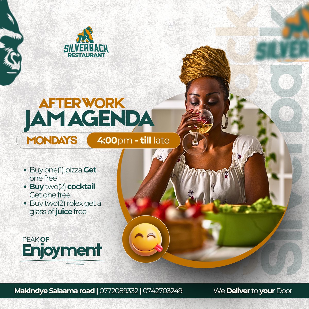 Silverback Lounge (@silverbackug) on Twitter photo Monday blues? Not here.
Good food, chilled drinks, and perfect vibes waiting for you!
#NoBlueMondays #SilverbackLounge
<a href="/Omusirima/">cyberghost</a> <a href="/ChaapaLeague/">Chaapa League</a> <a href="/hmwesigye/">mwesigye henry</a> <a href="/katerega1/">J Katerega</a> <a href="/MaamaKampala21/">Maama Kampala</a> Monday blues? Not here.
Good food, chilled drinks, and perfect vibes waiting for you!
#NoBlueMondays #SilverbackLounge
<a href="/Omusirima/">cyberghost</a> <a href="/ChaapaLeague/">Chaapa League</a> <a href="/hmwesigye/">mwesigye henry</a> <a href="/katerega1/">J Katerega</a> <a href="/MaamaKampala21/">Maama Kampala</a>