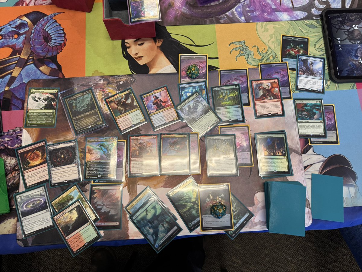 My winning boardstate tonight playing a heavily modified Temur Roar precon using Miirym in the command slot. Killed all 3 ops. Calling it the #SentinelStorm #MTGCommanderParty 
#MTGCommander #EDH #MTG