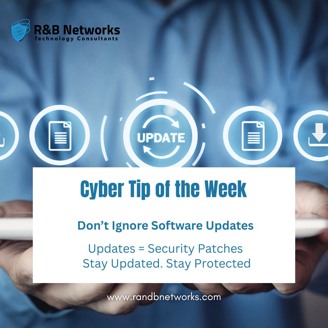 networks_b78902's tweet image. 1-Minute Cyber Tip: Don’t hit “Remind Me Later!”
Most updates include critical patches for known security flaws.
 A 2-minute update today can save your business tomorrow.

 randbnetworks.com

#CyberTips #UpdateAndSecure #CyberAwareness #InfoSec #SmallBusinessSecurity