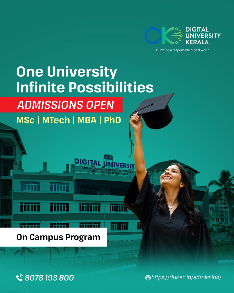 DUK invites applications for full-time on-campus programs in MSc, MTech, MBA, and PhD. Apply before 19 May 2025.

Experience a vibrant campus life, expert faculty, and future-focused learning in a digitally driven academic environment

For more info : duk.ac.in/admission
