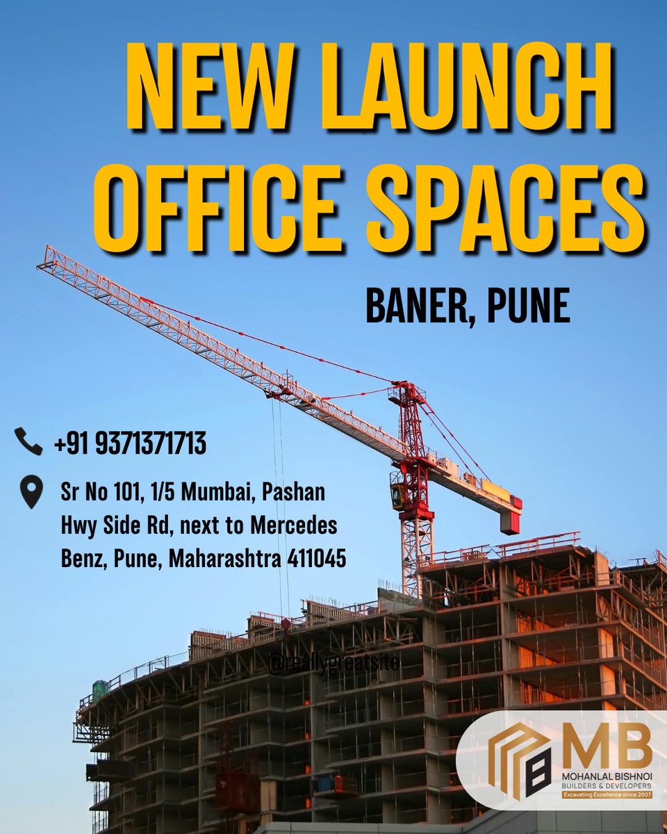 mbbdbuilders's tweet photo. 🚀 Now Launching Office Spaces in Baner, Pune!
Modern workspaces at GEN1 — perfect for startups, professionals &amp; enterprises.
📍 Prime location near Mercedes Benz, Pashan Hwy Side Rd
📞 +91 9371371713
#GEN1 #BanerPune #OfficeSpaces #PuneRealEstate #CommercialProperty #NowLaunch https://t.co/hOy0Wf8rhR