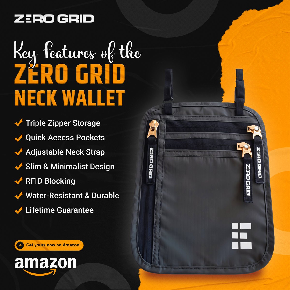 Zero_Grid's tweet image. The travel neck wallet that does it all—water-resistant, RFID-blocking, and stylishly slim.
 amazon.com/stores/page/A7…
  #ZeroGrid #NeckWallet #RFIDProtection #TravelGear #SecureTravel #SmartPacking #AmazonFinds #MinimalTravel
  #TravelWithEase #ComfortWear #WaterResistant
