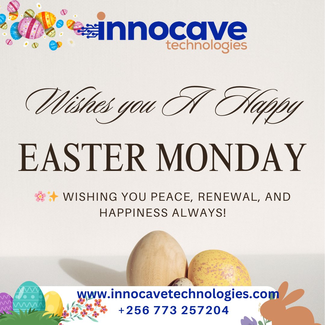 innocaveTech's tweet photo. 🐣🌸 Happy Easter Monday from Innocave Technologies!
Wishing you renewal, hope, and happiness this season.
#EasterMonday #InnocaveCares #EasterJoy #TechWithHeart https://t.co/M69dpOmuF0