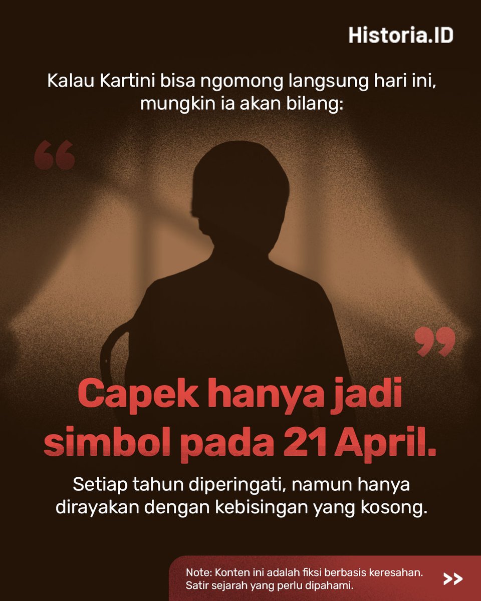 historia_id's tweet photo. Guys, tiap tahun kita merayakan Hari Kartini.
Biasanya dimeriahkan dengan kebaya, lomba puisi, serta potongan kutipan khas Kartini.

Tapi apakah ada dari kita yang benar-benar membaca isi pikiran Kartini? https://t.co/NQ1zGY9oPI