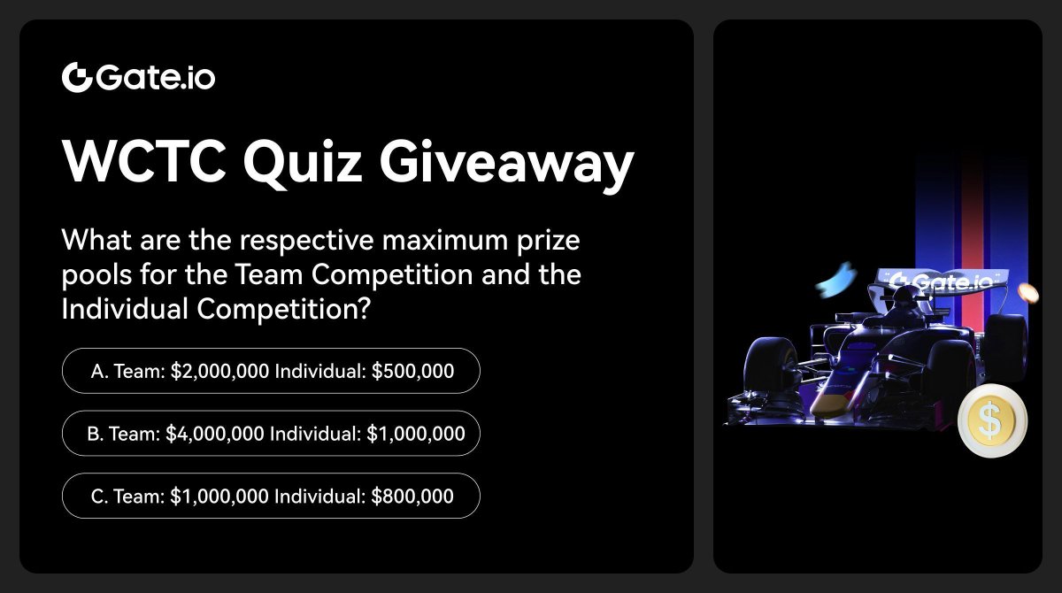 WCTC Quiz Giveaway is Ongoing - Day 4

6 questions in 6 days, 1 winner each day, $5 each!
⏳ Ends at 16:00, April 23rd (UTC)

- Follow @Gateio_Launch
- RT &amp; Tag 3 friends
- Comment your answer below

👉 Sign up for WCTC S7 to qualify: gate.io/competition/wc…

#WCTC #Quizgiveaway
