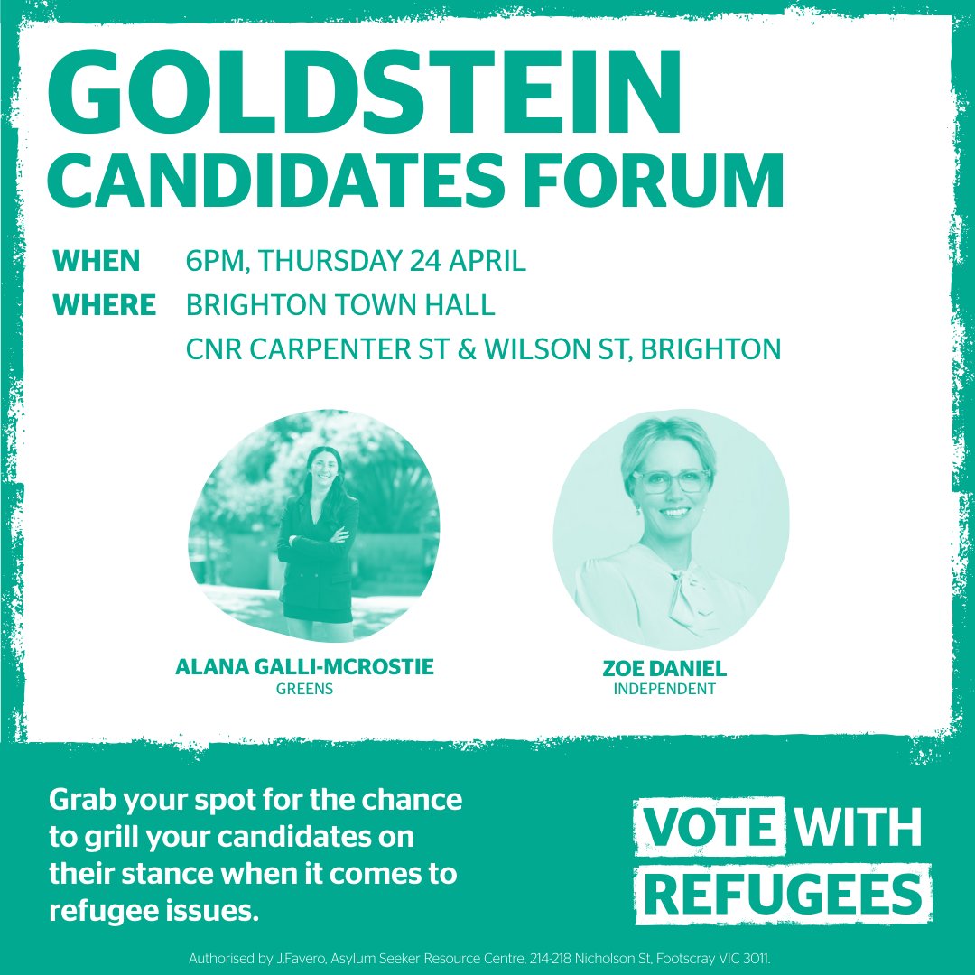 zdaniel's tweet photo. I’m proud to be joining the Asylum Seeker Resource Centre’s Goldstein Candidate Forum to speak directly with our community about my commitment to fair, humane and rights-based refugee policy.
Register here: https://t.co/xwggrGHh7s
#GoldsteinVotes #IndependenceWorks https://t.co/9BAIFEpnVD