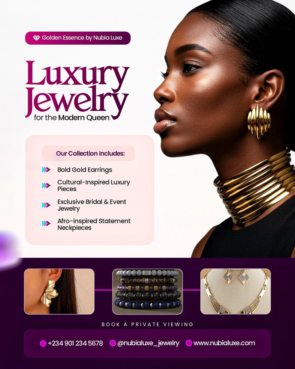CreativeLukman's tweet image. I Came across this image on my timeline over the weekend and felt inspired to try something new.
I used ChatGPT to generate a detailed brief that aligned with the image, and here’s the result: a sleek promotional flyer design for a Luxury Brand.
Hire me for your next Project 🎖️
