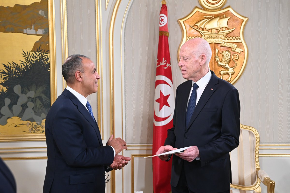 لقاء رئيس الجمهورية #قيس_سعيّد مع السيّد بدر عبد العاطي وزير الخارجية والهجرة وشؤون المصريين بالخارج #TnPR.