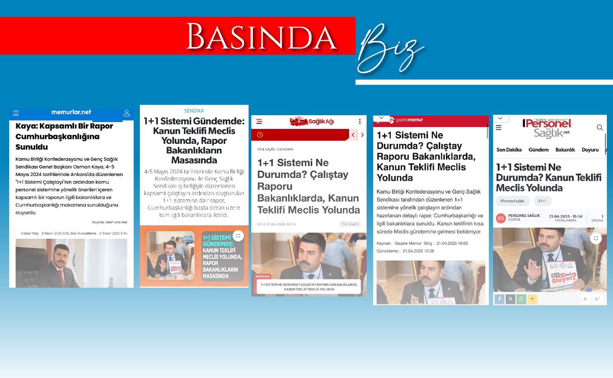 1+1 Sistemi Ne Durumda? Çalıştay Raporu Bakanlıklarda, Kanun Teklifi Meclis Yolunda

4-5 Mayıs 2024 tarihlerinde Kamu Birliği Konfederasyonu ve Genç Sağlık Sendikası tarafından düzenlenen kapsamlı çalıştayın ardından hazırlanan 1+1 sistemine ilişkin rapor, tüm bakanlıklara ve