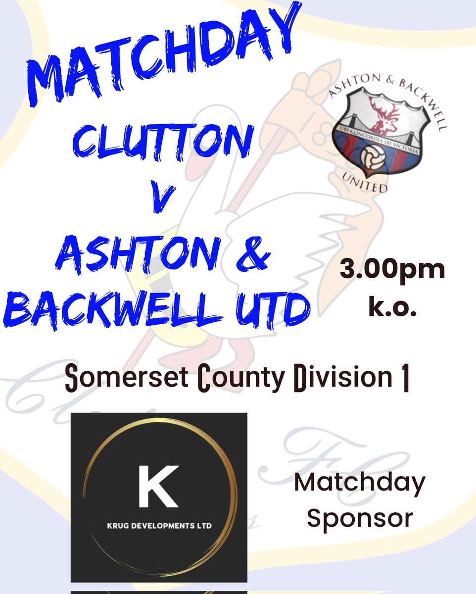 Clutton FC (@uptheswans) on Twitter photo <a href="/uptheswans/">Clutton FC</a> Bank Holiday Monday Fixture
1st Team Home v <a href="/ABUFCSocial/">Ashton & Backwell United FC</a> in <a href="/somersetcfl/">Somerset County FL</a> Div 1 <a href="/uptheswans/">Clutton FC</a> Bank Holiday Monday Fixture
1st Team Home v <a href="/ABUFCSocial/">Ashton & Backwell United FC</a> in <a href="/somersetcfl/">Somerset County FL</a> Div 1