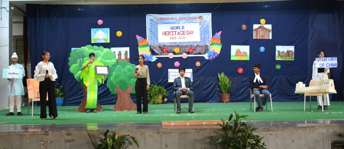JHPS_SCHOOL's tweet photo. JHPS, Hyderabad, celebrated World Heritage Day on 17 April 2025, with immense enthusiasm and reverence. The theme for the celebration reflected India’s vibrant diversity and its timeless contributions to global heritage.#JHPS #schooleventsandactivities #bestschool #schoolevents https://t.co/kEB3F9hxc9