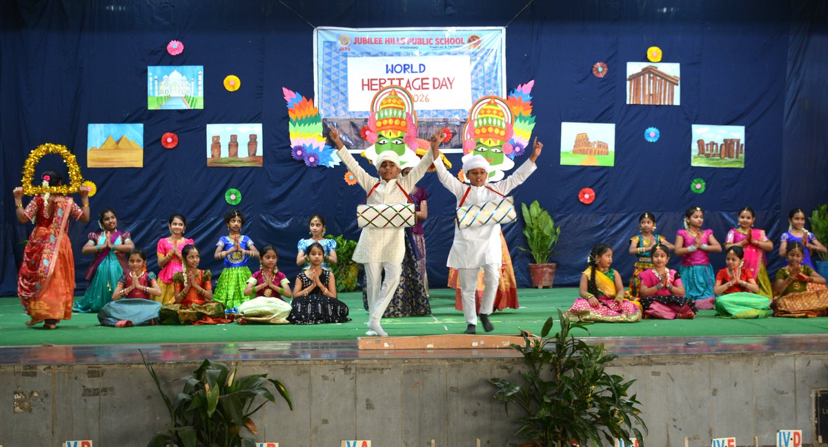 JHPS_SCHOOL's tweet photo. JHPS, Hyderabad, celebrated World Heritage Day on 17 April 2025, with immense enthusiasm and reverence. The theme for the celebration reflected India’s vibrant diversity and its timeless contributions to global heritage.#JHPS #schooleventsandactivities #bestschool #schoolevents https://t.co/kEB3F9hxc9