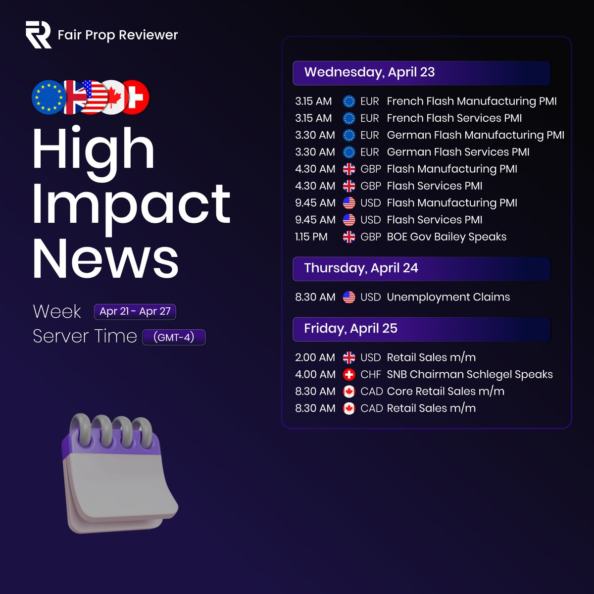 FairPropReview's tweet image. Weekly High Impact News Highlights!   

#FairPropReviewer #TradingNews #WeeklyUpdate #Forex #PropFirm