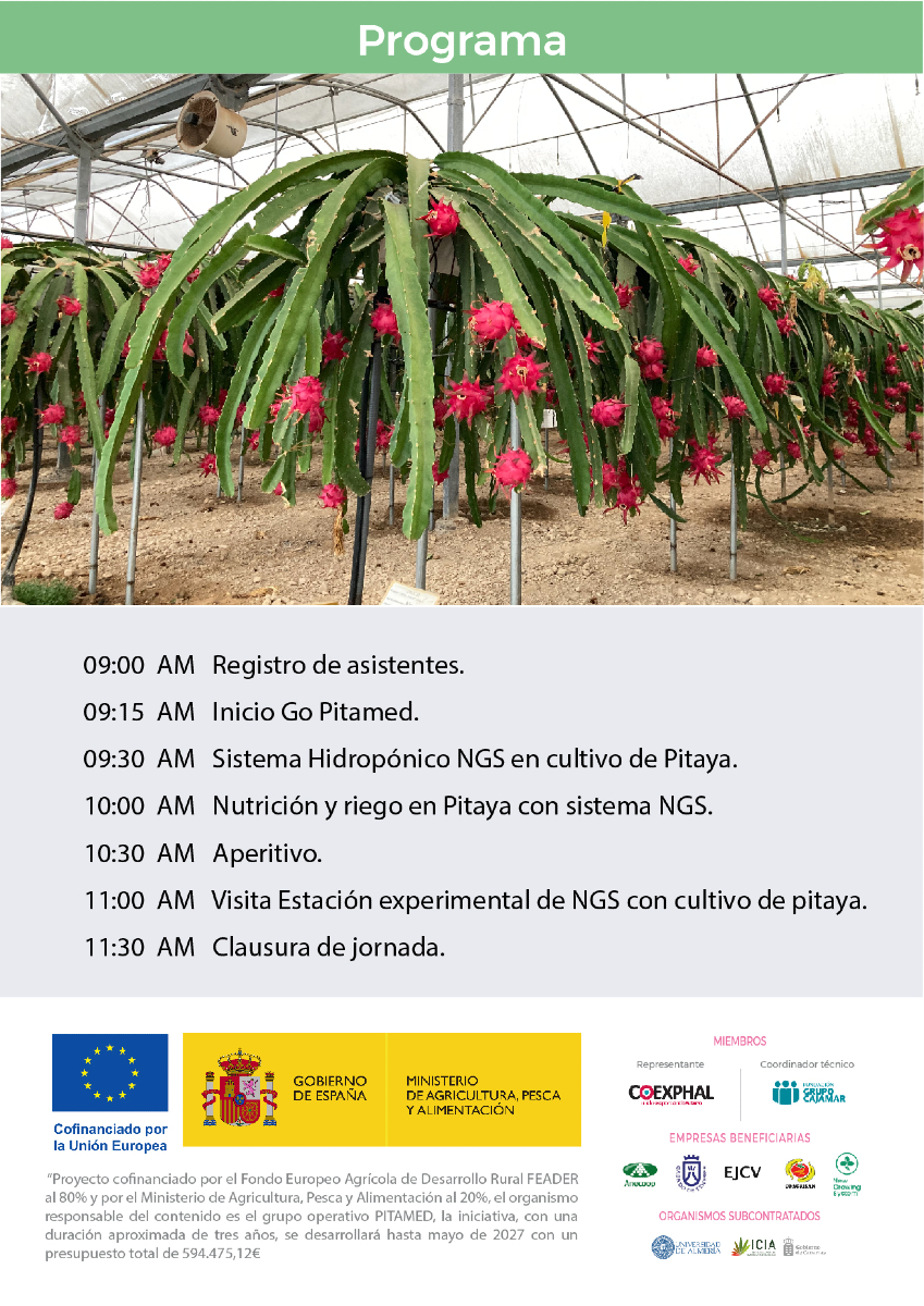 🆕NUEVA JORNADA 🩷
📍 Lugar: New Growin System SL - Paraje el Canadillar 10, Pulpí (Almería).
🗓️ Martes, 29 de abril.
🕜 De 9:00h a 11:30h.
¡Te esperamos!