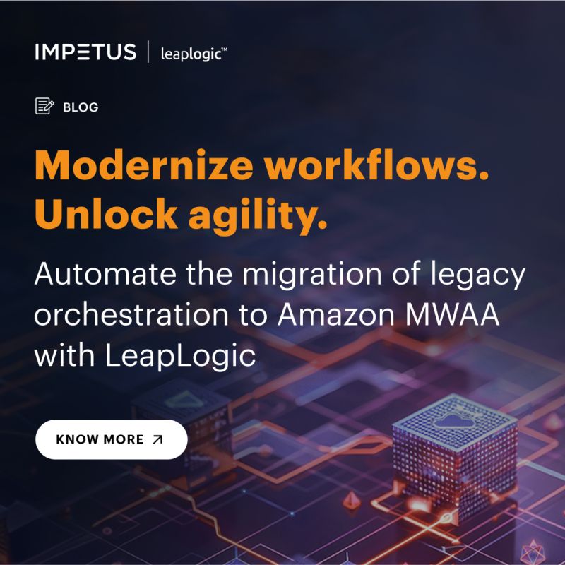 ImpetusLife's tweet image. Legacy orchestration tools like #AutoSys and Control-M limit scalability, cost optimization, and innovation.  Whereas, Amazon MWAA offers a cloud-native, fully managed Apache Airflow  experience.
Read now: lnkd.in/diem5VKq
#AmazonMWAA #Datamodernization #Cloudmigration