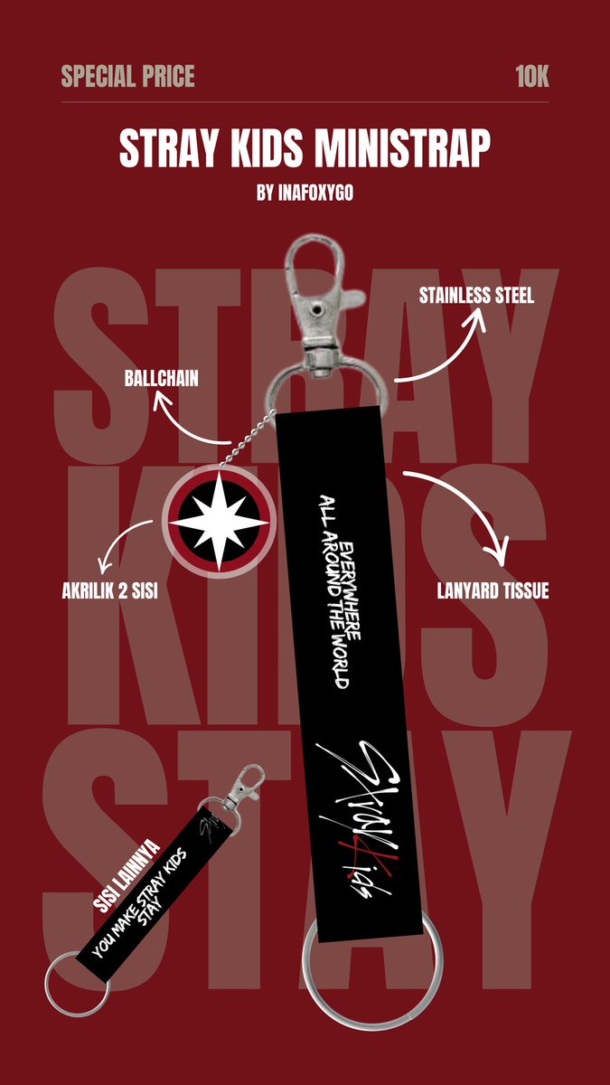 [HELP RT]
Interest Check✨

Hi STAY aku mau open PO Stray Kids Ministrap☝🏻🥰
PO dari 26 April ya soalnya mau yang Badge Set dulu tanggal 25 nya.
Harga 10.000 excl adm + asuransi pengiriman.

Yang mau ditag boleh drop usernya ya🤏🏻