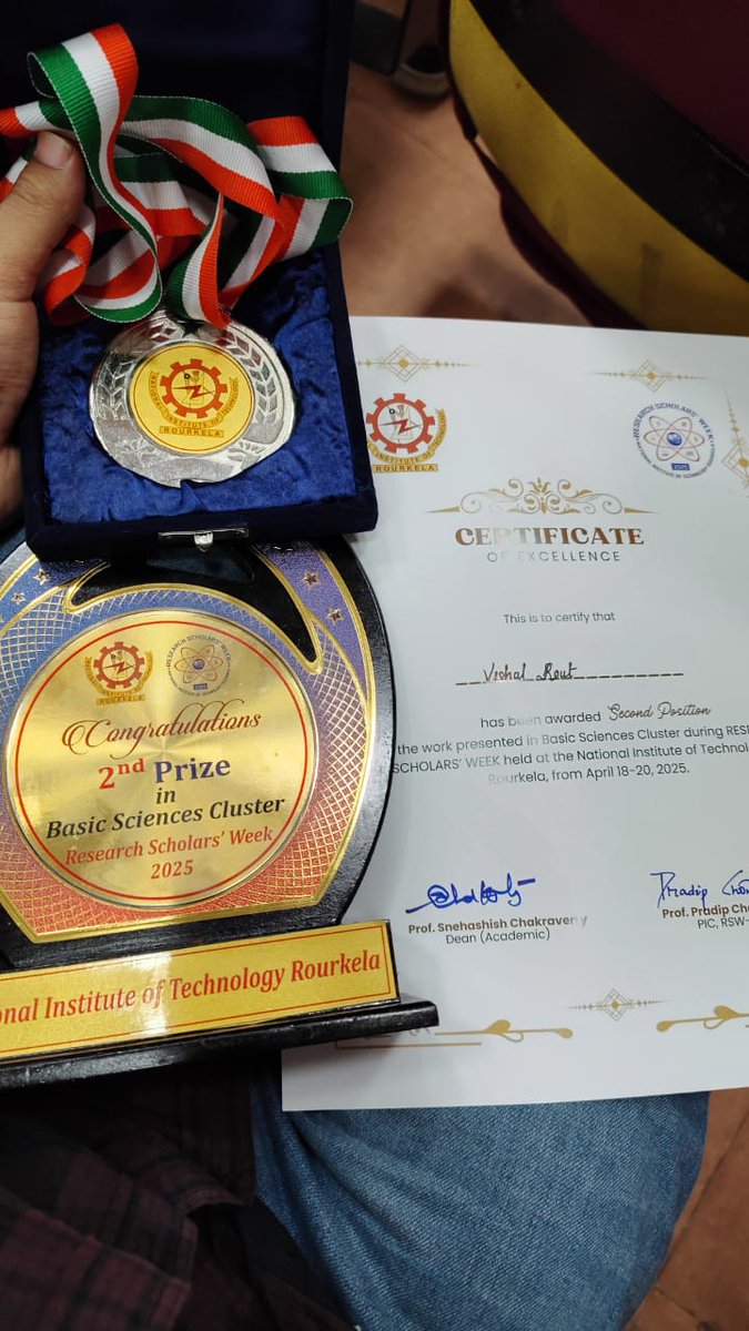 Dash Research Group (@dashgroupnitr) on Twitter photo Exciting news from our lab ! 🥈<a href="/VRout1997/">Vishal Rout</a> shines bright winning the silver medal during the RSW ( May 18-20), 2025. 🎉✨💡 Your perseverance and brilliance inspire us all- cheers to many more milestones ahead! 🏆💪 #research #nitr #proudmoment Exciting news from our lab ! 🥈<a href="/VRout1997/">Vishal Rout</a> shines bright winning the silver medal during the RSW ( May 18-20), 2025. 🎉✨💡 Your perseverance and brilliance inspire us all- cheers to many more milestones ahead! 🏆💪 #research #nitr #proudmoment