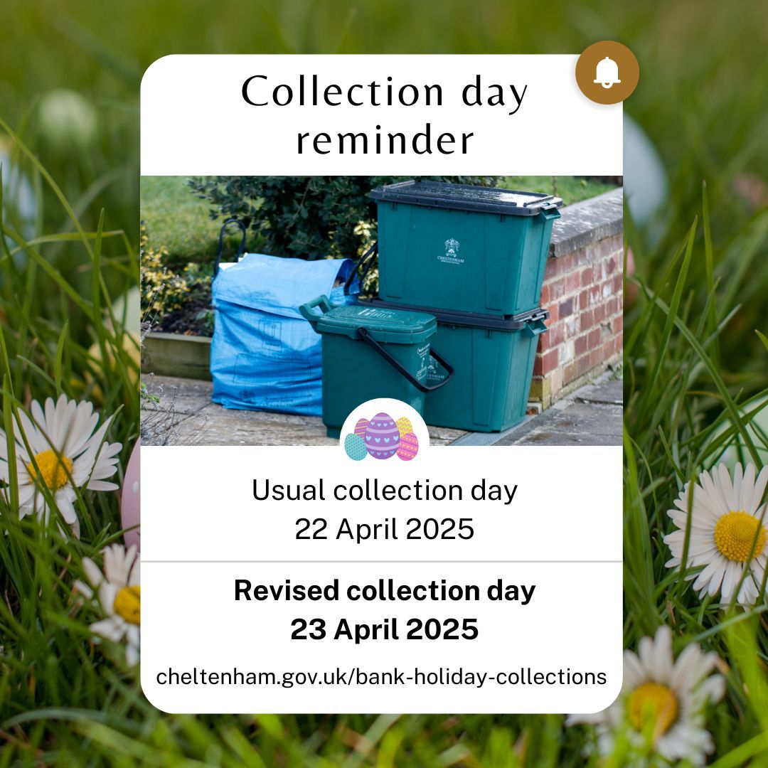 cleangreen@cheltenham.gov.uk (@cleangreenchelt) on Twitter photo Due to Easter, your collections will be a day later this week for food, garden, refuse, and recycling. More details: cheltenham.gov.uk/bank-holiday-cβ¦.
You can also get collection alerts via our Litterlotto app and join the Bin it to Win it jackpot! ποΈ π More info cheltenham.gov.uk/info/5/bins_anβ¦ Due to Easter, your collections will be a day later this week for food, garden, refuse, and recycling. More details: cheltenham.gov.uk/bank-holiday-cβ¦.
You can also get collection alerts via our Litterlotto app and join the Bin it to Win it jackpot! ποΈ π More info cheltenham.gov.uk/info/5/bins_anβ¦