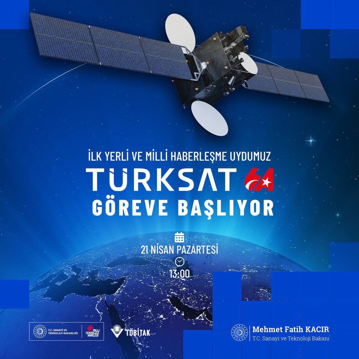 Mehmet Fatih KACIR (@mfatihkacir) on Twitter photo 🛰️ #MilliTeknolojiHamlesi’nin dev projelerinden biri olan ilk yerli ve milli haberleşme uydumuz #TÜRKSAT6A bugün Cumhurbaşkanımız Sayın <a href="/RTErdogan/">Recep Tayyip Erdoğan</a>’ın teşrifleriyle devreye alınıyor.
📡 TÜRKSAT 6A ile Türkiye, haberleşme uydusu geliştirebilen 11 ülke arasına dahil oldu. Bu 🛰️ #MilliTeknolojiHamlesi’nin dev projelerinden biri olan ilk yerli ve milli haberleşme uydumuz #TÜRKSAT6A bugün Cumhurbaşkanımız Sayın <a href="/RTErdogan/">Recep Tayyip Erdoğan</a>’ın teşrifleriyle devreye alınıyor.
📡 TÜRKSAT 6A ile Türkiye, haberleşme uydusu geliştirebilen 11 ülke arasına dahil oldu. Bu