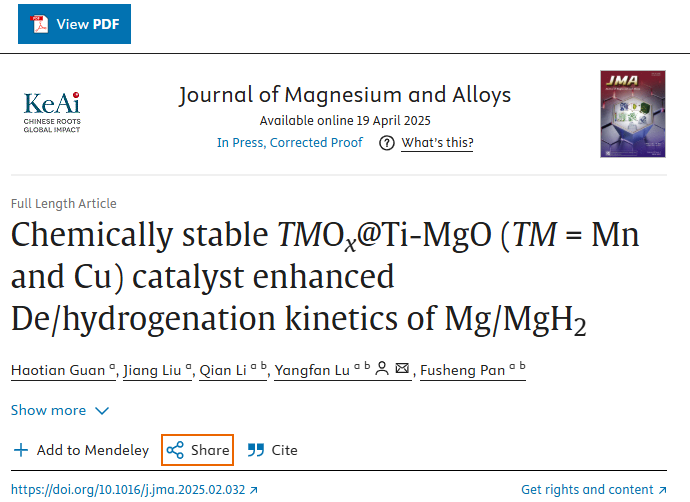 lu_lab_cqu's tweet photo. Our latest research was just published from JMA!  We studied the synergestic role of Ti-MgO and late transition metal oxides on the complicated de/hydrogenation kinetics.😀

URL:👇👇👇
https://t.co/hqdDj3cC0N 

#Hydrogen #Catalysis #Magnesium https://t.co/pEvrspNqQW