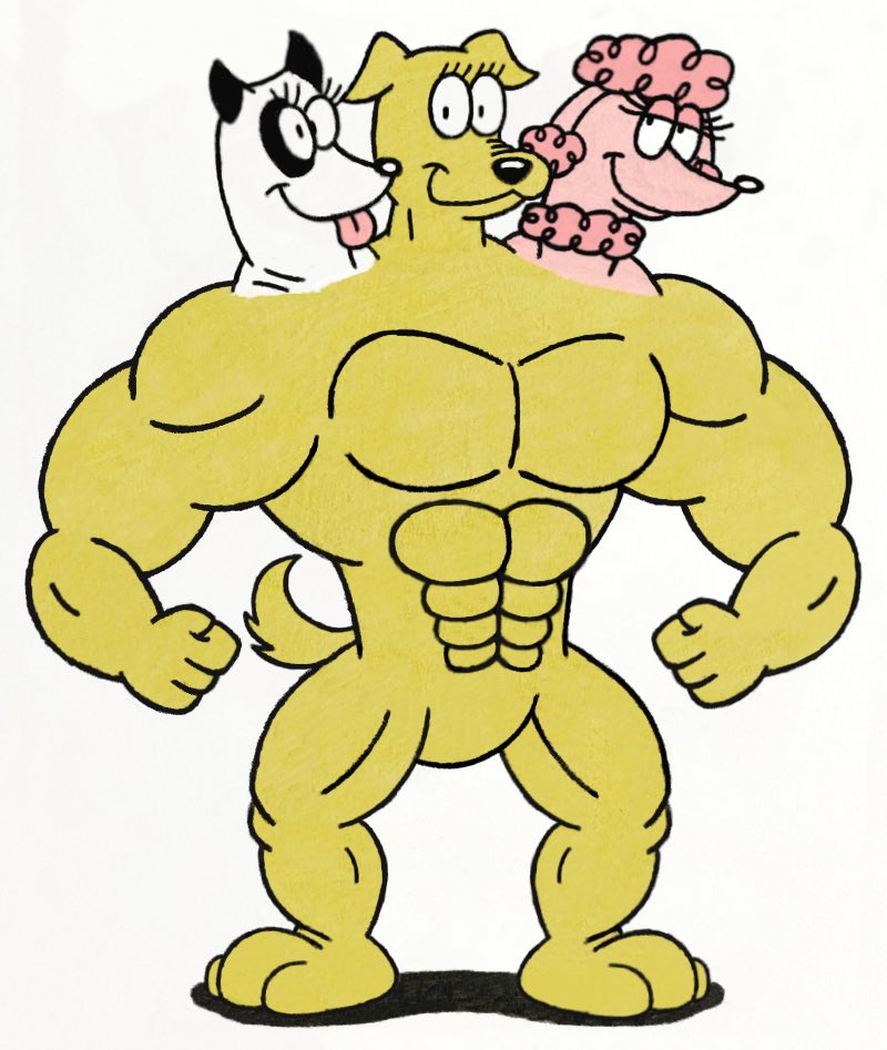 JJSponge120's tweet photo. Birthday gift for @BIO6751, featuring his three-headed muscular dog OC whose heads are named Dottie, Sandy, and Muffy! ๐ถ #BIO6751 #Dottie #Sandy #Muffy #ThreeHeaded #Muscular #Dog #OC #Birthday #Gift https://t.co/BHjQT0GWYZ