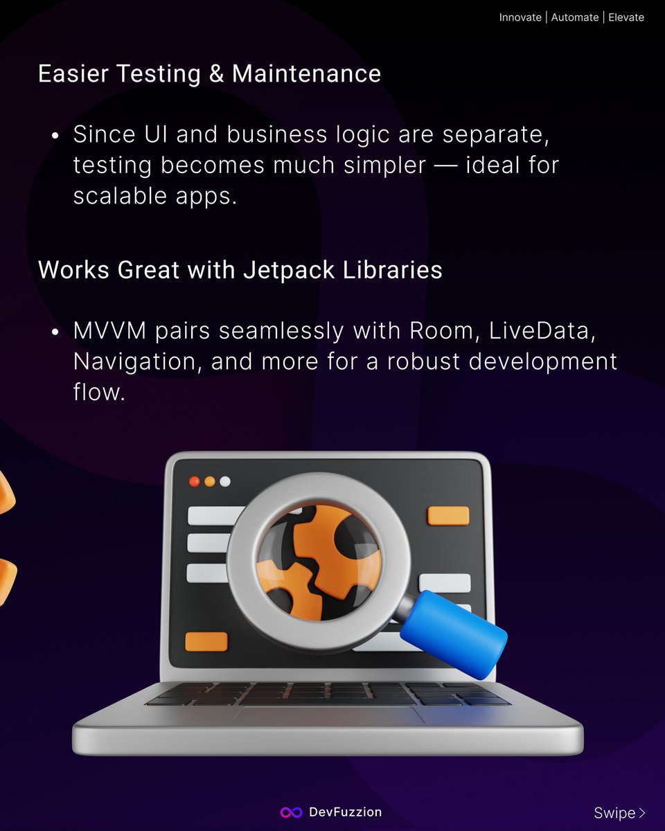 devfuzzion's tweet image. Build smarter Android apps with MVVM!
Clean code, easier testing, and Jetpack-friendly architecture, perfect for scaling.
#AndroidDev #MVVM #JetpackCompose #DevFuzzion #AppDevelopment #appdevelopment
#androidapp #software #aiservice
#webdesign