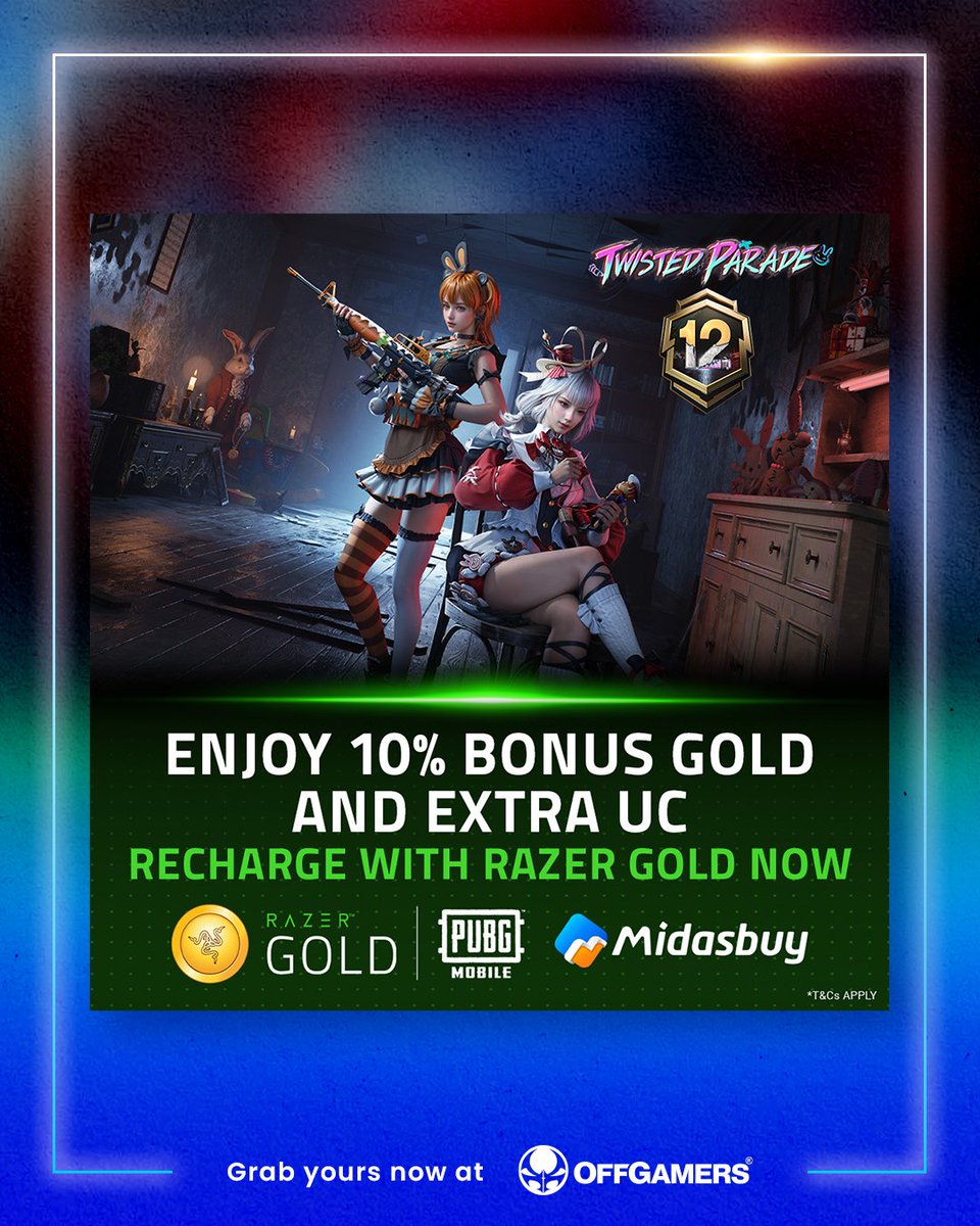 offgamers's tweet photo. Top up 660 UC or more via Midasbuy using your Razer Gold Wallet and get 10% Bonus Gold! ๐ฅ๐ฅ
*Limited to 1 redemption per user, while stocks last.
Shop now: https://t.co/Ii0ZFTiAp1
#OffGamers #RezerGold #PUBG #PUBGM #pubgmobile #promo https://t.co/7uNBmHEknb