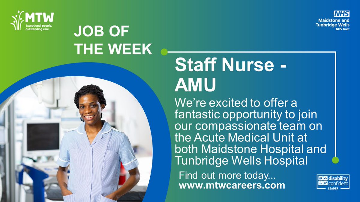 Job of the week!
Are you passionate about providing exceptional patient care and eager to make a real difference in the lives of those we serve? We’re looking for motivated individuals to join our team in our Acute Medical Unit (AMU). 
 buff.ly/o1flBrd