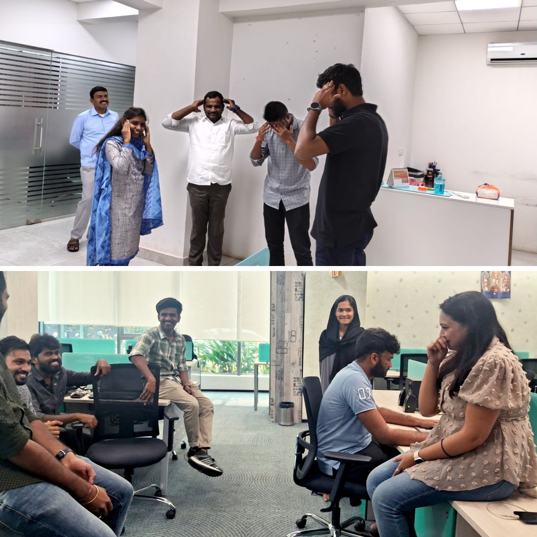 ModernizeChip's tweet image. #FunFriday Vibes at @ModernizeChip 
From blindfolded games to animated charades, our teams in Bangalore &amp;amp; Hyderabad had a blast unwinding &amp;amp; bonding over playful challenges!
Because a happy team = a productive team.
#TeamBonding #LifeAtMCS #OfficeVibes #EmployeeEngagement