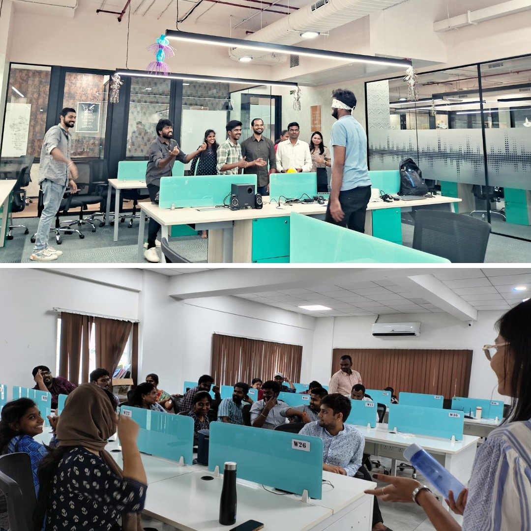 ModernizeChip's tweet image. #FunFriday Vibes at @ModernizeChip 
From blindfolded games to animated charades, our teams in Bangalore &amp;amp; Hyderabad had a blast unwinding &amp;amp; bonding over playful challenges!
Because a happy team = a productive team.
#TeamBonding #LifeAtMCS #OfficeVibes #EmployeeEngagement