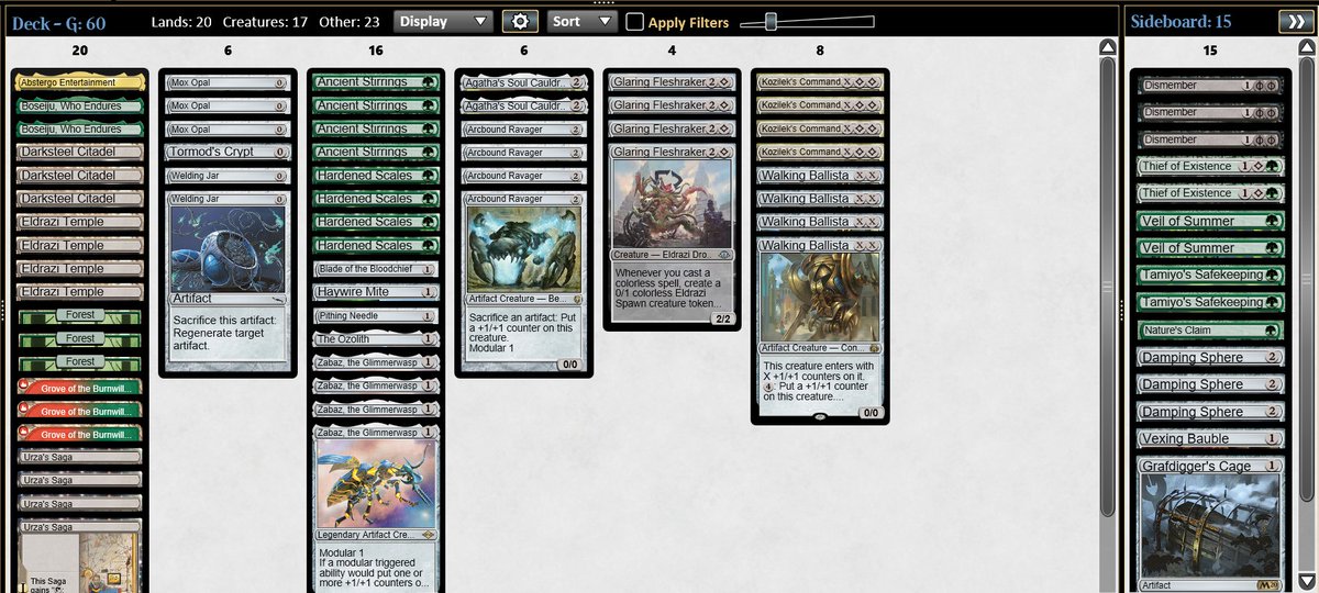 Top 8 with scales in the modern challenge
loss against Boros energy, opp was playing wrath of the skies (only 1) but the match up is really great for us