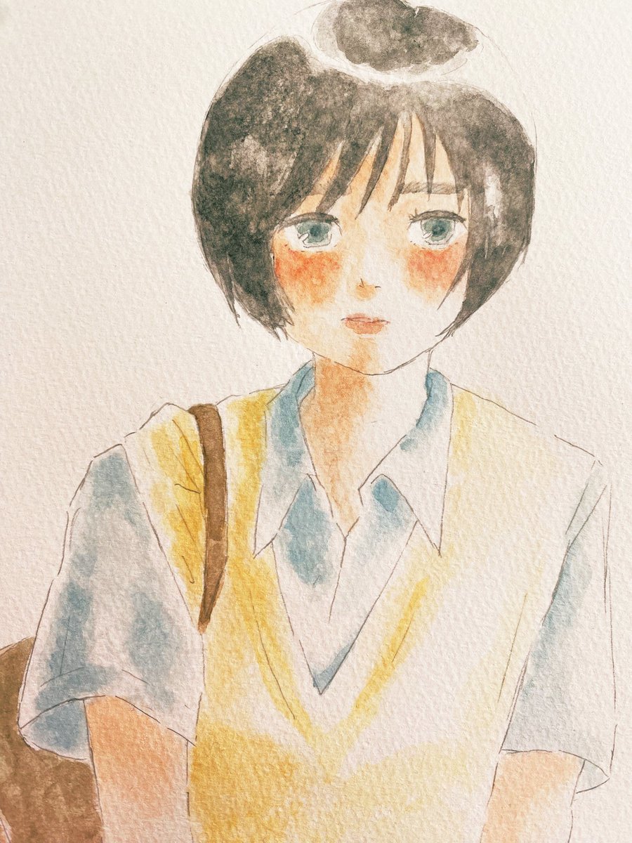 真夏の日差しに照らされて、境がどんどんなくなっていく。

#illustration #イラスト 
#アナログイラスト 
#女の子 #制服 #高校生 
#絵描きさんと繋がりたい