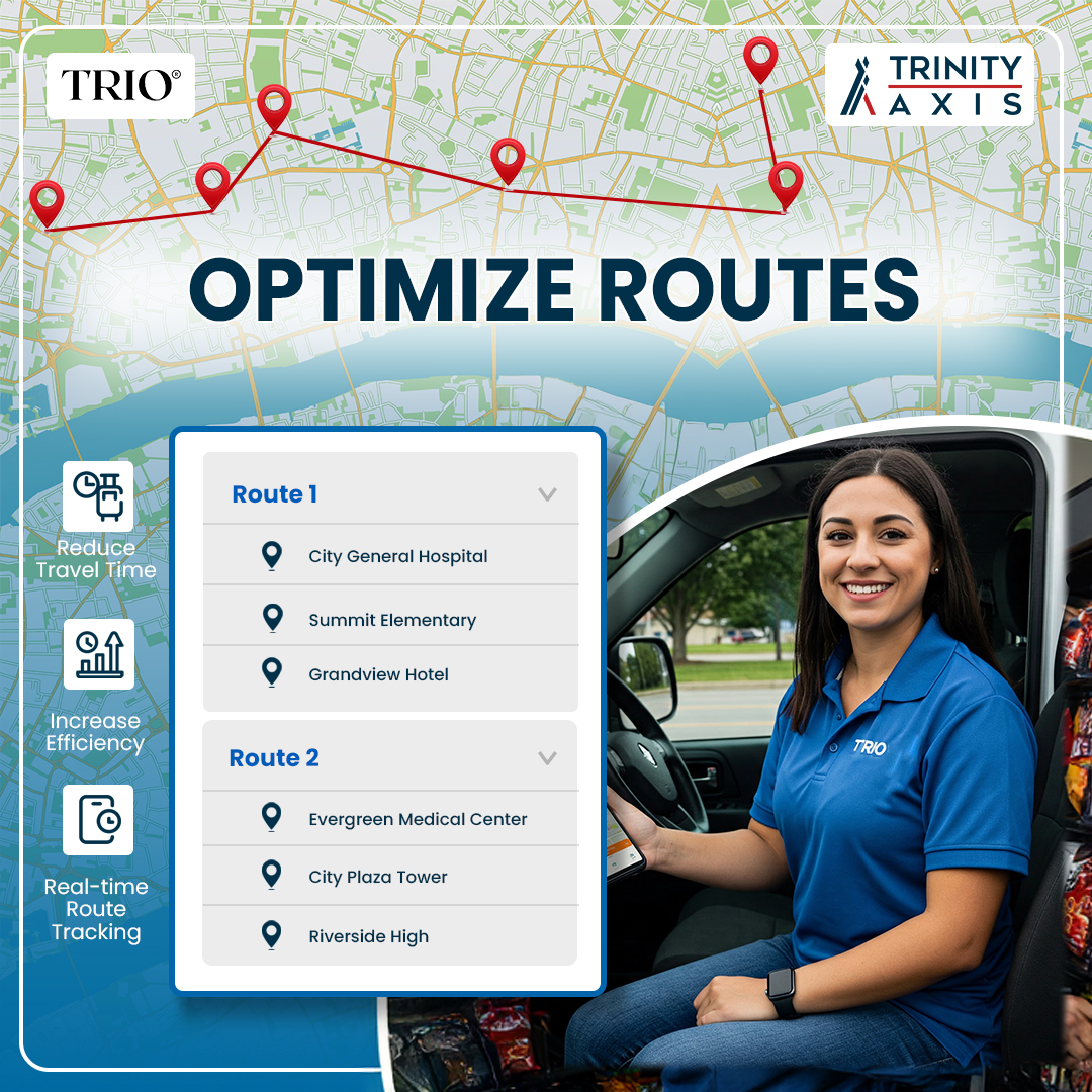 trinityaxisinc's tweet photo. Optimize your routes with TRIO Driver. Efficiently dispatch drivers, provide precise pre-kit info, and get real-time updates on restocking.
#Triodriver #routeoptimisation #routetracking https://t.co/uouggZ9t4A