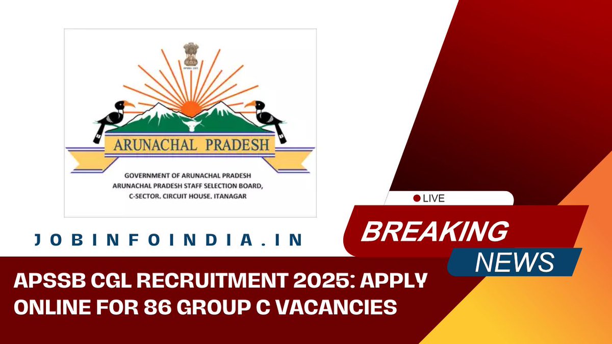 Jobinfoindia's tweet photo. APSSB CGL Recruitment 2025: Apply Online for 86 Group C Vacancies https://t.co/OpHiI3QHGg https://t.co/YHSwa5p2iS