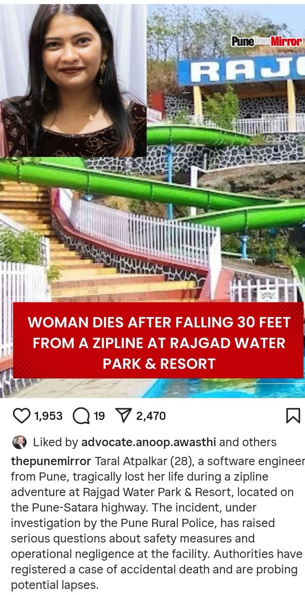 FITEMaharashtra's tweet image. #RIPTechie — Yet another young professional lost due to poor infra.
#InfraIssues

#Adventuresports in India frequently bypass safety measures, leading to heartbreaking mishaps like this.

#Govt should frame policies &amp;amp; strict enforcement of #safety regulations to protect lives.