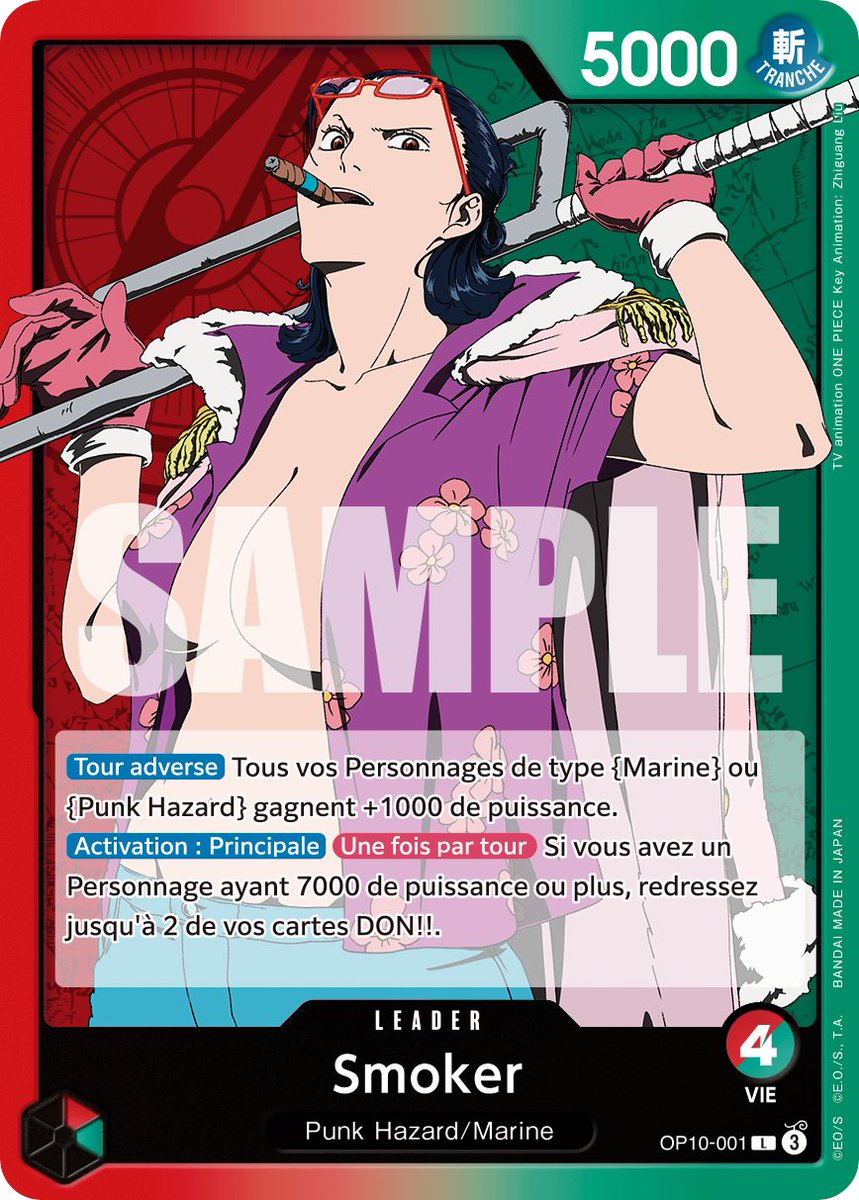 onepiece_tcgfr's tweet photo. J-4 avant la sortie du BOOSTER OPCG -SANG ROYAL- [OP-10] !    

Découvrez les nouvelles cartes Leader Punk Hazard :
Smoker (dans le corps de Tashigi) ainsi que César Clown !

Infos : https://t.co/C8D7CrwWvg
#ONEPIECE 
#onepiececardgame https://t.co/MXE3vyjXQt