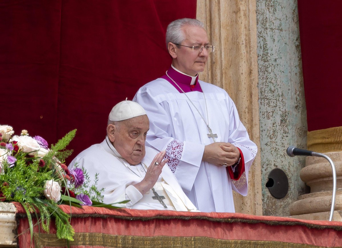 #PopeFrancis died this morning at 7:35. The announcement was made by Cardinal Farrell, camerlengo of the Holy Roman Church.