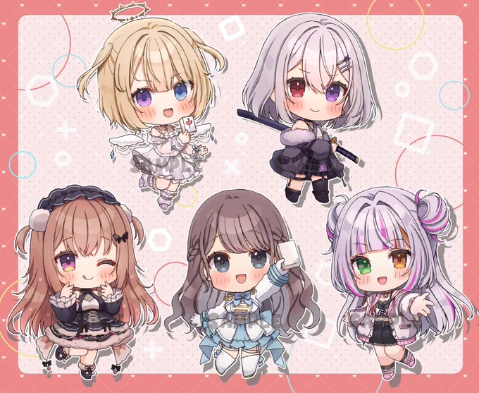 ご依頼でVtuber5名様を描かせていただきました!差分もいっぱい描いておりますご依頼ありがとうございました 