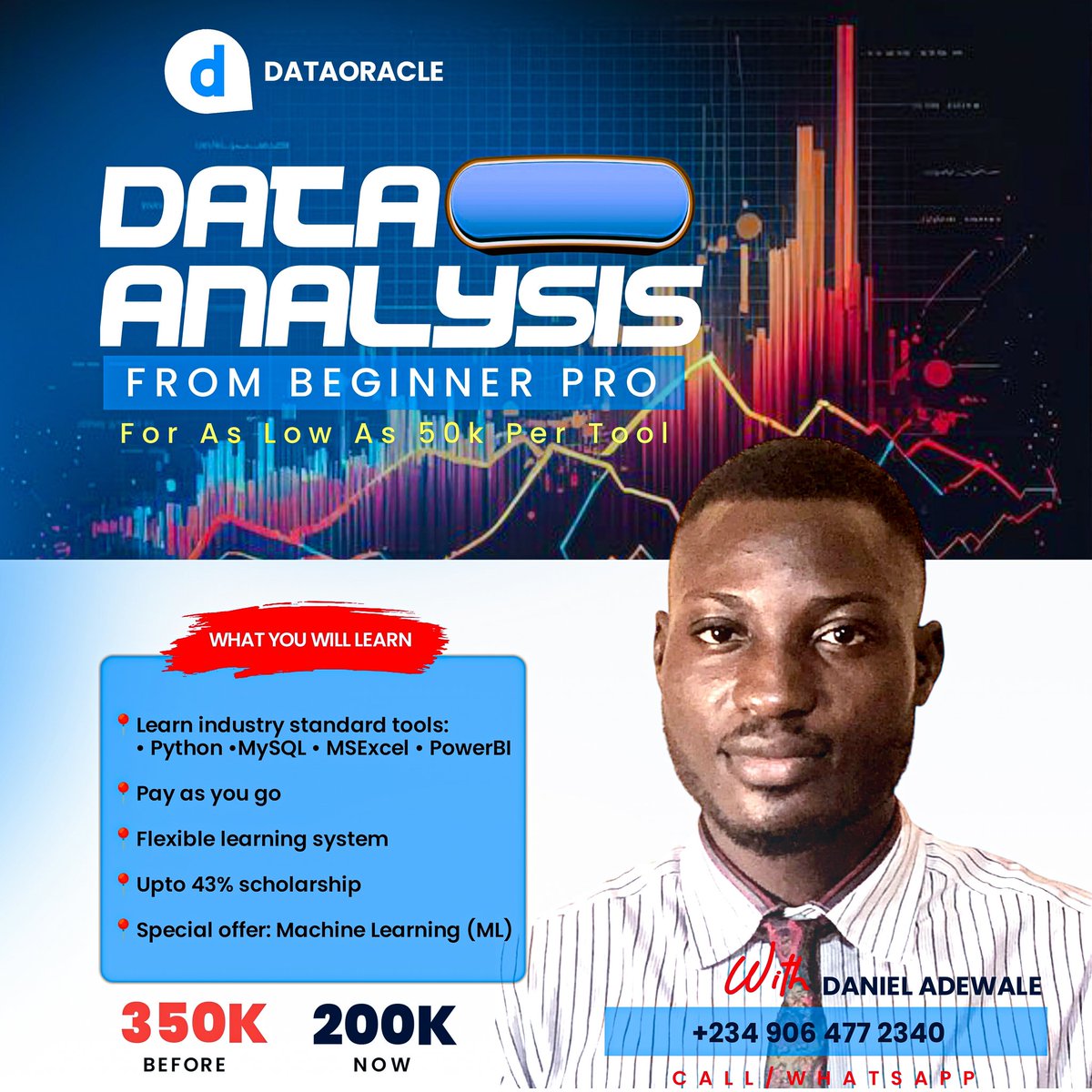 *ATTENTION!!!*

Every one needs air just as every business needs a DATA ANALYST. 

Therefore, i bring you an opportunity to become a Data Analyst with DATAORACLE where you would enjoy the world of Data with just 50k per tool. chat.whatsapp.com/Ehao0S4ih3K2rp…